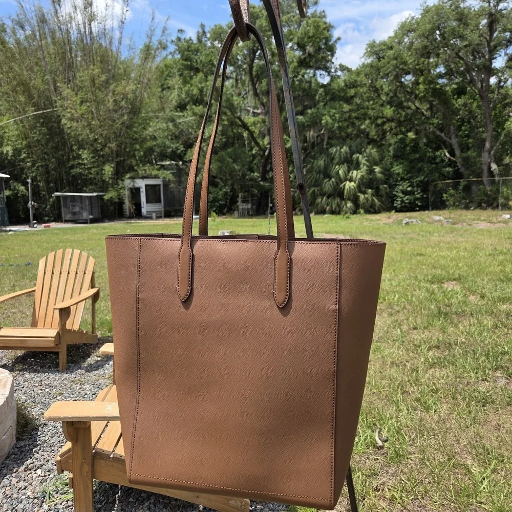 Michael Kors Vincent Large Saffiano Leather Tote Bag with Card Case Camel Brown - Picture 11 of 16